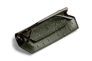 Fox and Leo glasses case Ostrich print - Olive