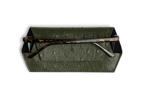 Fox and Leo glasses case Ostrich print - Olive